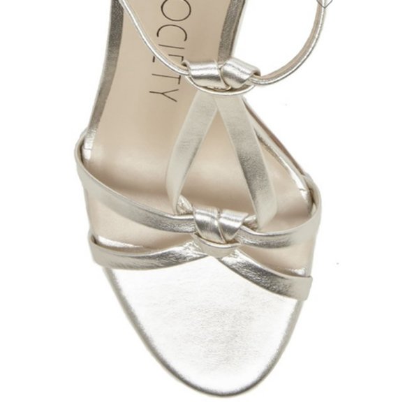 NIB SOLE SOCIETY Champagne Gold Leather Sandal - Picture 4 of 5